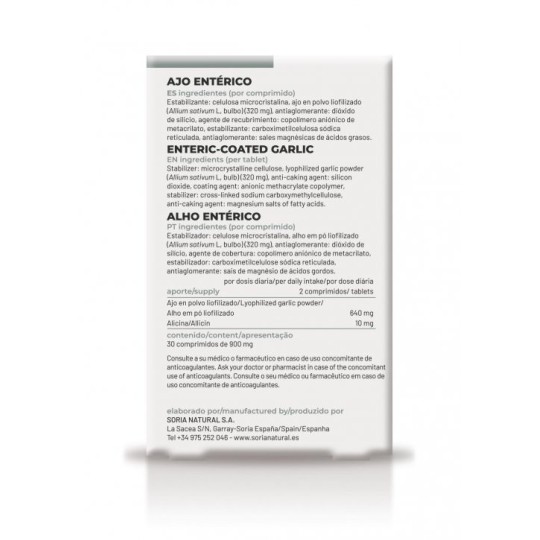 Ajo Entérico Comprimidos Soria Natural