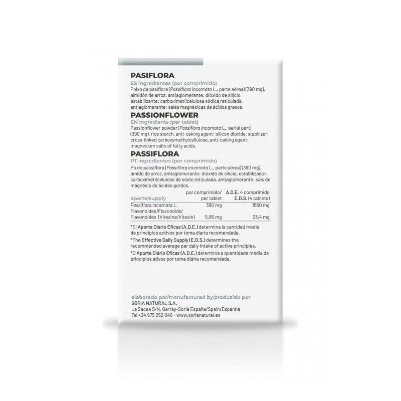 Pasiflora Comprimidos Soria Natural