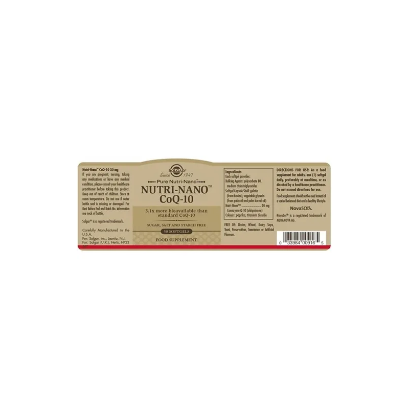 NUTRI-NANO CoQ-10 50 PERLAS SOLGAR