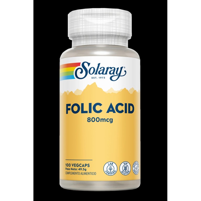 FOLIC ACID 800 mcg SOLARAY 100 VEG CAPS