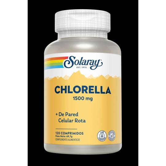 CHLORELLA 1500 mg de Pared Celular Rota SOLARAY 120 comprimidos