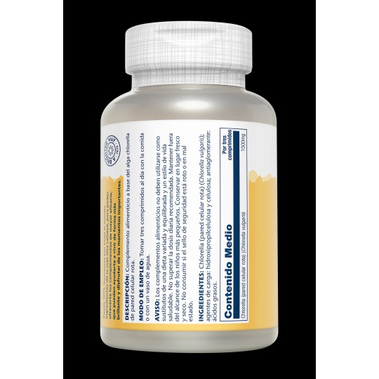 CHLORELLA 1500 mg de Pared Celular Rota SOLARAY 120 comprimidos