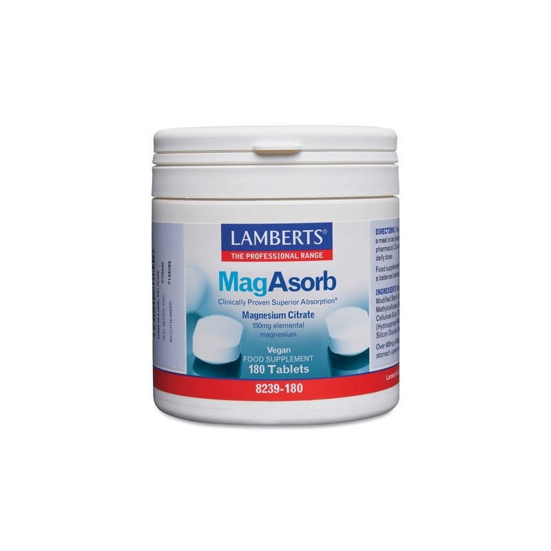 MagAsorb Citrato Magnesio 180 Tabletas Lamberts