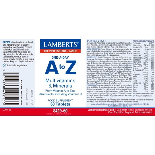 A to Z Multivitamins & Minerals LAMBERTS 60 TABLETS