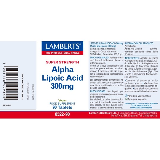 ALPHA LIPOIC ACID 300 MG LAMBERTS 90 TABLETS