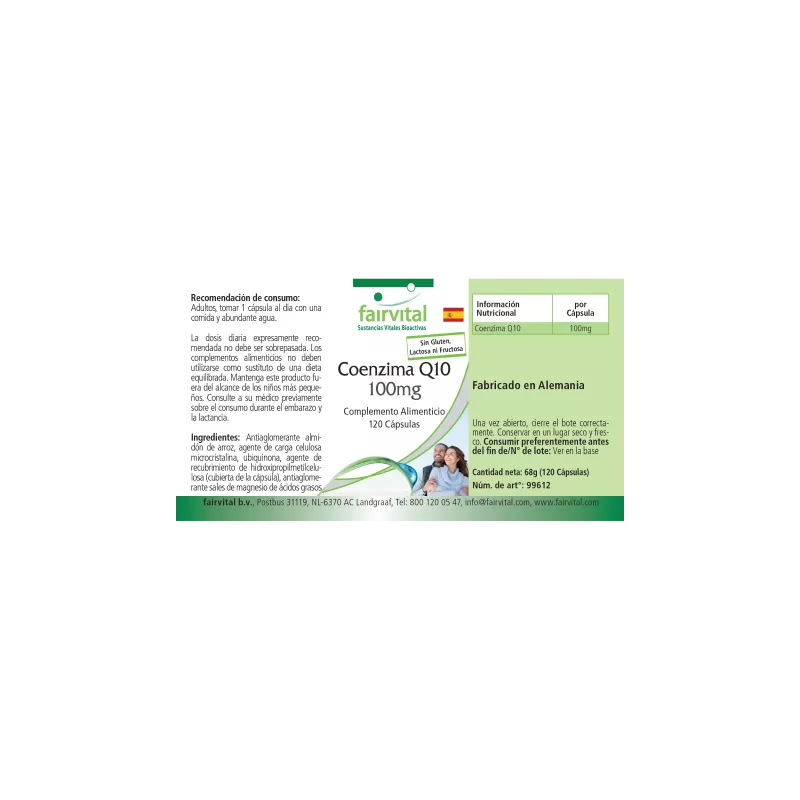 Co-Enzima Q10 100mg FAIRVITAL 120 Cápsulas