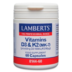 VITAMINS D3 1000 UI  & K2 90 ug ( MK-7 ) LAMBERTS 60 CAPSULES
