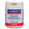 VITAMINS D3 1000 UI  & K2 90 ug ( MK-7 ) LAMBERTS 60 CAPSULES