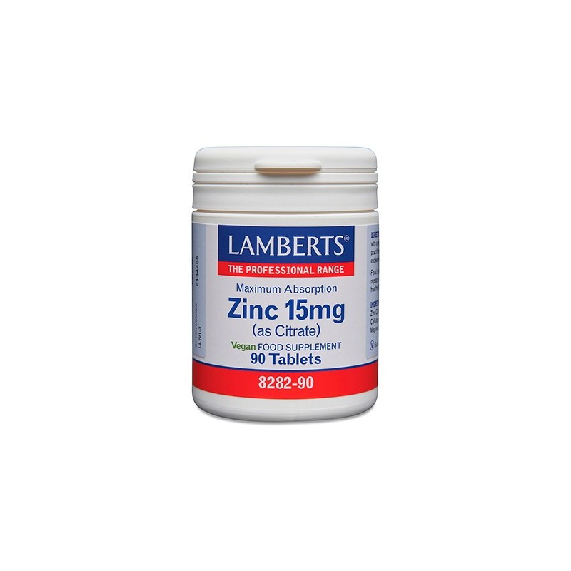 ZINC 15 MG ( CITRATO DE ZINC )  LAMBERTS 90 TABLETS