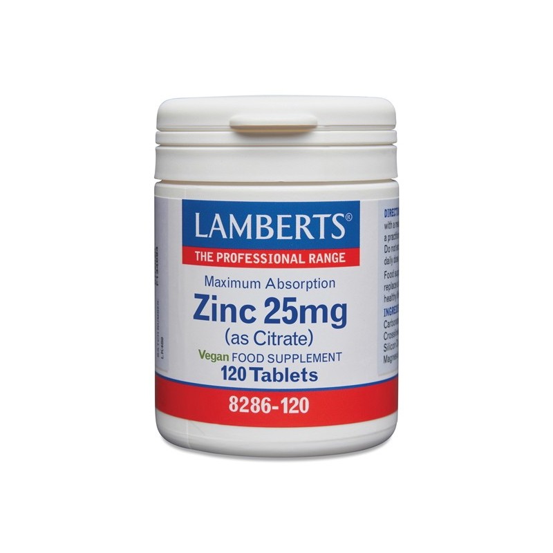 ZINC 25 MG ( CITRATO DE ZINC ) LAMBERTS 120 TABLETS