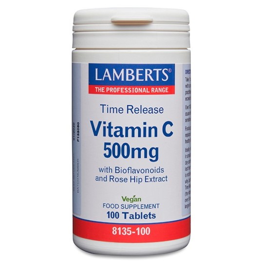 VITAMINA C 500 MG con BIOFLAVONOIDES LAMBERTS 100 TABLETS LIBERACIÓN SOSTENIDA