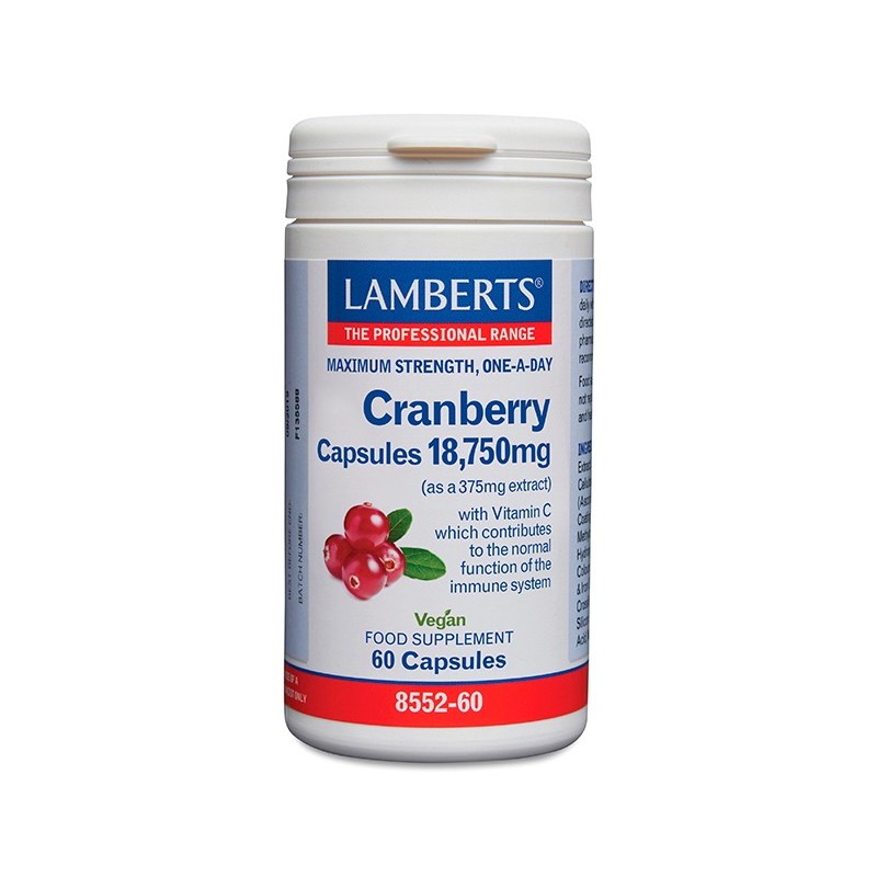 CRANBERRY ( ARÁNDANO ROJO ) 18,750 mg LAMBERTS 60 CÁPSULAS VEGAN