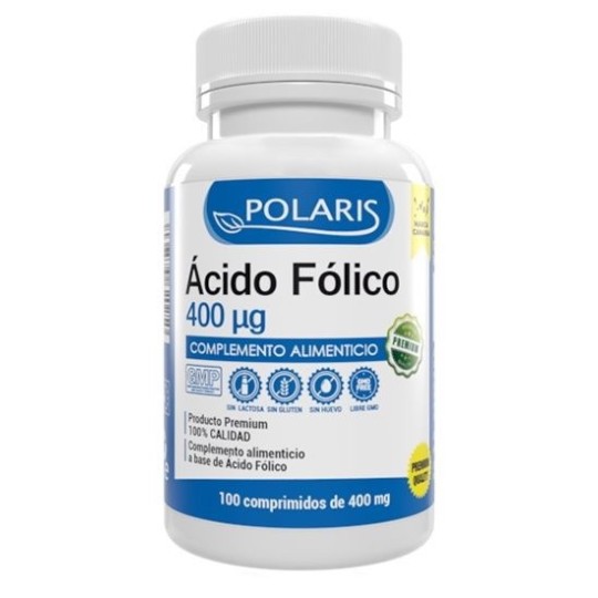ÁCIDO FÓLICO 400 ug POLARIS 100 comprimidos