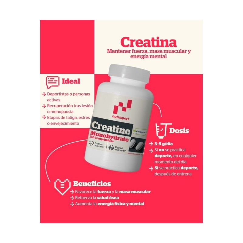 CREATINE MONOHYDRATE CREAPURE NUTRISPORT 150 COMPRIMIDOS CREATINA